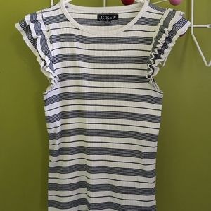 J Crew striped flutter sleeve tee